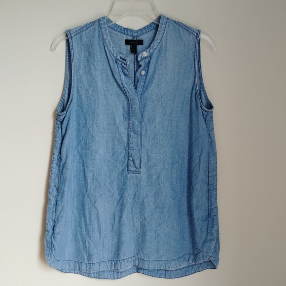 J. Crew Tops - J. CREW Drapey Chambray Shirt Size 4 Washed Denim